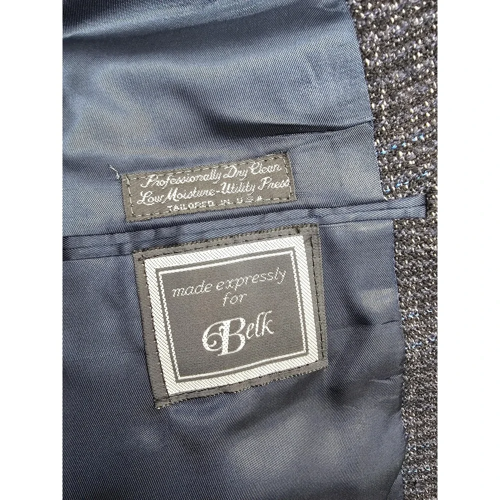 VINTAGE Christian Dior Sport Coat Mens 44 Blue Wool Tweed Plaid Blazer Jacket